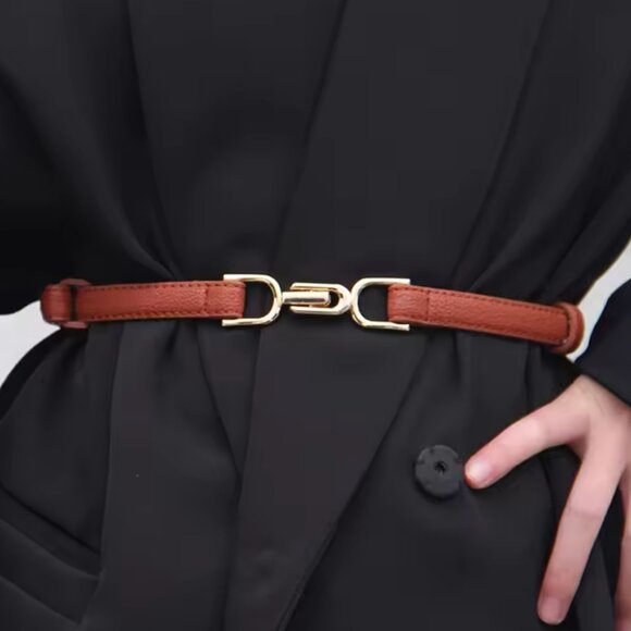 Slim Cognac Brown Waist Belt